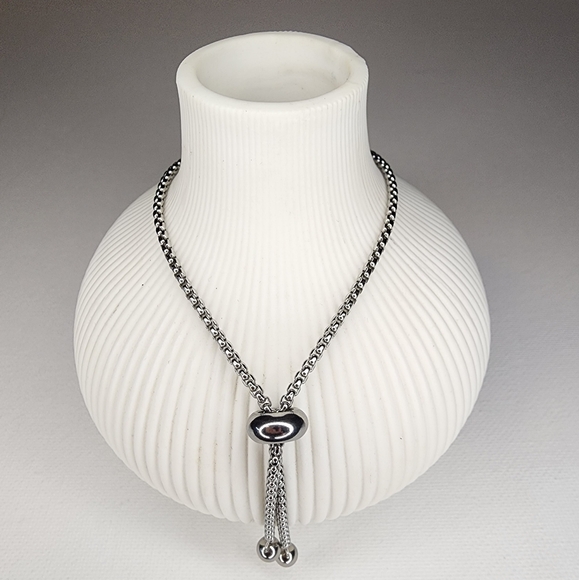 Floral Medallion Black Enamel Box Chain Adjustable Bolo Bracelet - Picture 3 of 3